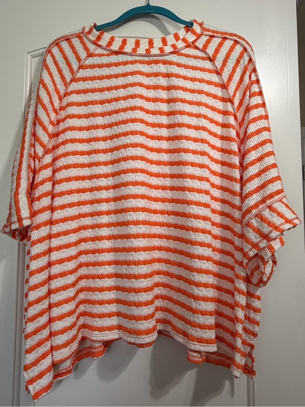 Striped Orange & White Relaxed Knit Pullover (never worn)